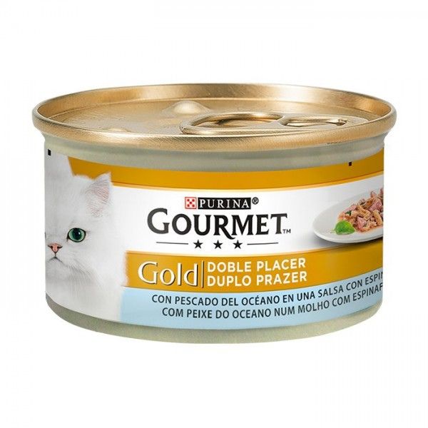 PURINA - GOURMET GOLD PEIXE DO OCEANO E ESPINAFRES "DUPLO PRAZER"