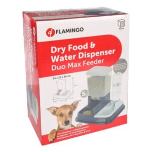 FLAMINGO - DISPENSADOR AUTOMÁTICO DE COMIDA E ÁGUA "DUO MAX BLUE"