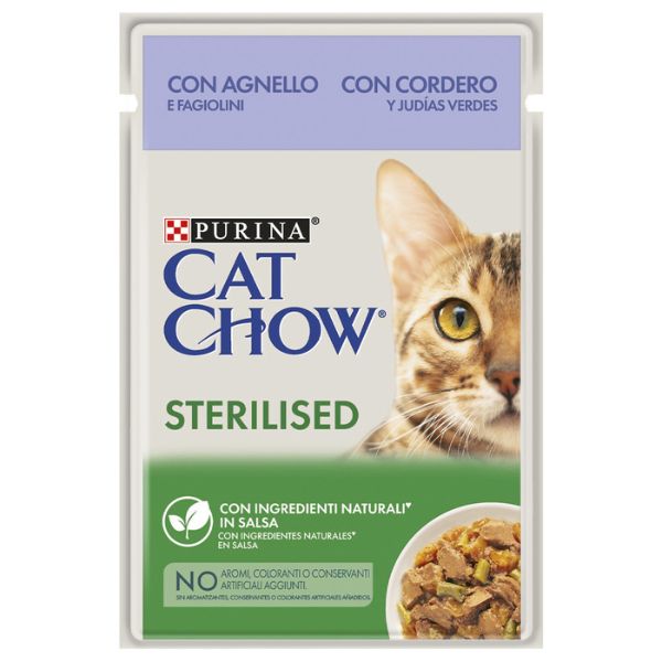 PURINA CAT CHOW - ALIMENTO HÚMIDO STERILIZED - BORREGO E FEIJÃO VERDE