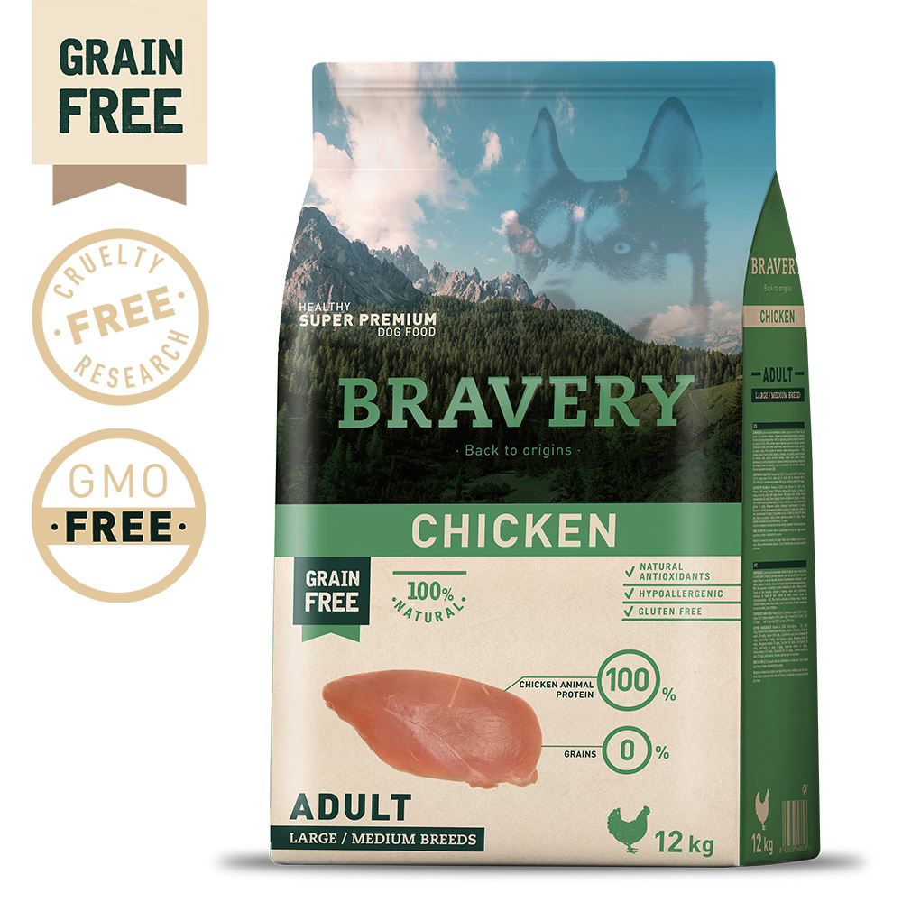 BRAVERY – CHICKEN ADULT MEDIUM/LARGE BREEDS (GRAIN FREE)